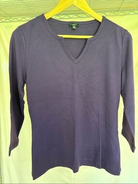 Talbots Deep Purple 3/4 Sleeve Knit Top